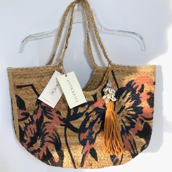 Antik Kraft Handbags - NWT Antik Kraft Mehar Large Jute Tote